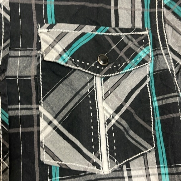 BKE Men’s Western Snap Up Plaid Shirt Black and Blue Size Small Standard Fit - Picture 4 of 7